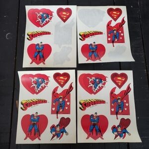 Superman Vintage 1993 DC Comics Valentine's Day Stickers Lot of 4 Bundle Red
